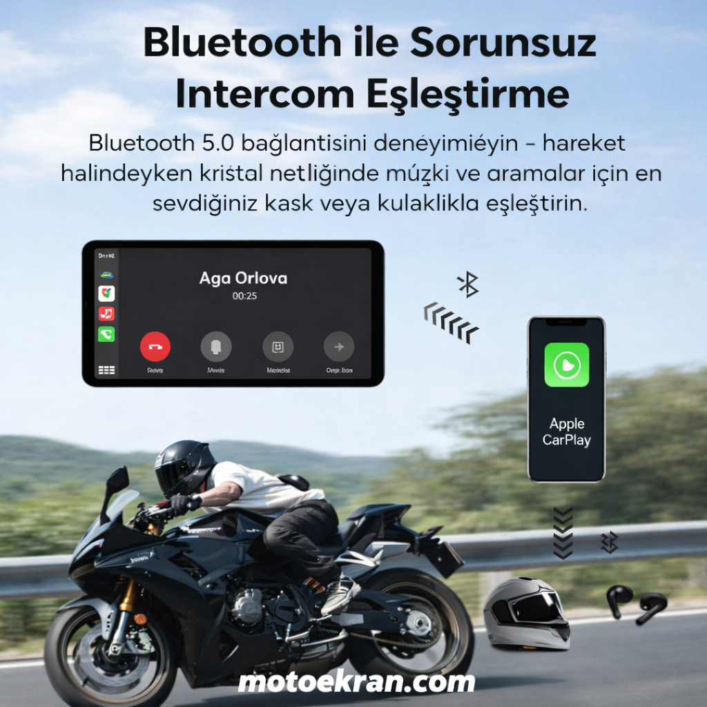 MotoEkran® – Su Geçirmez Kablosuz CarPlay & Android Auto Ekranı