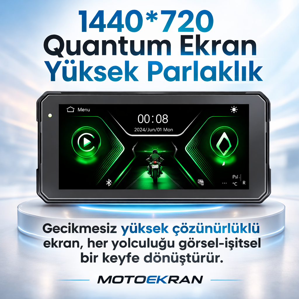 MotoEkran® – Su Geçirmez Kablosuz CarPlay & Android Auto Ekranı